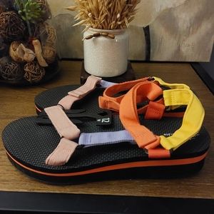 Time and Tru Women's Platform Nature Sandals with multi-color Straps - Size 12W